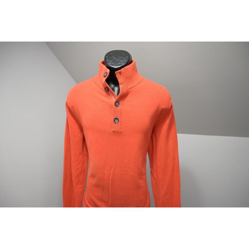 Banana Republic Orange‎ Button Neck Sweater Cotton Cashmere Mens Size Large